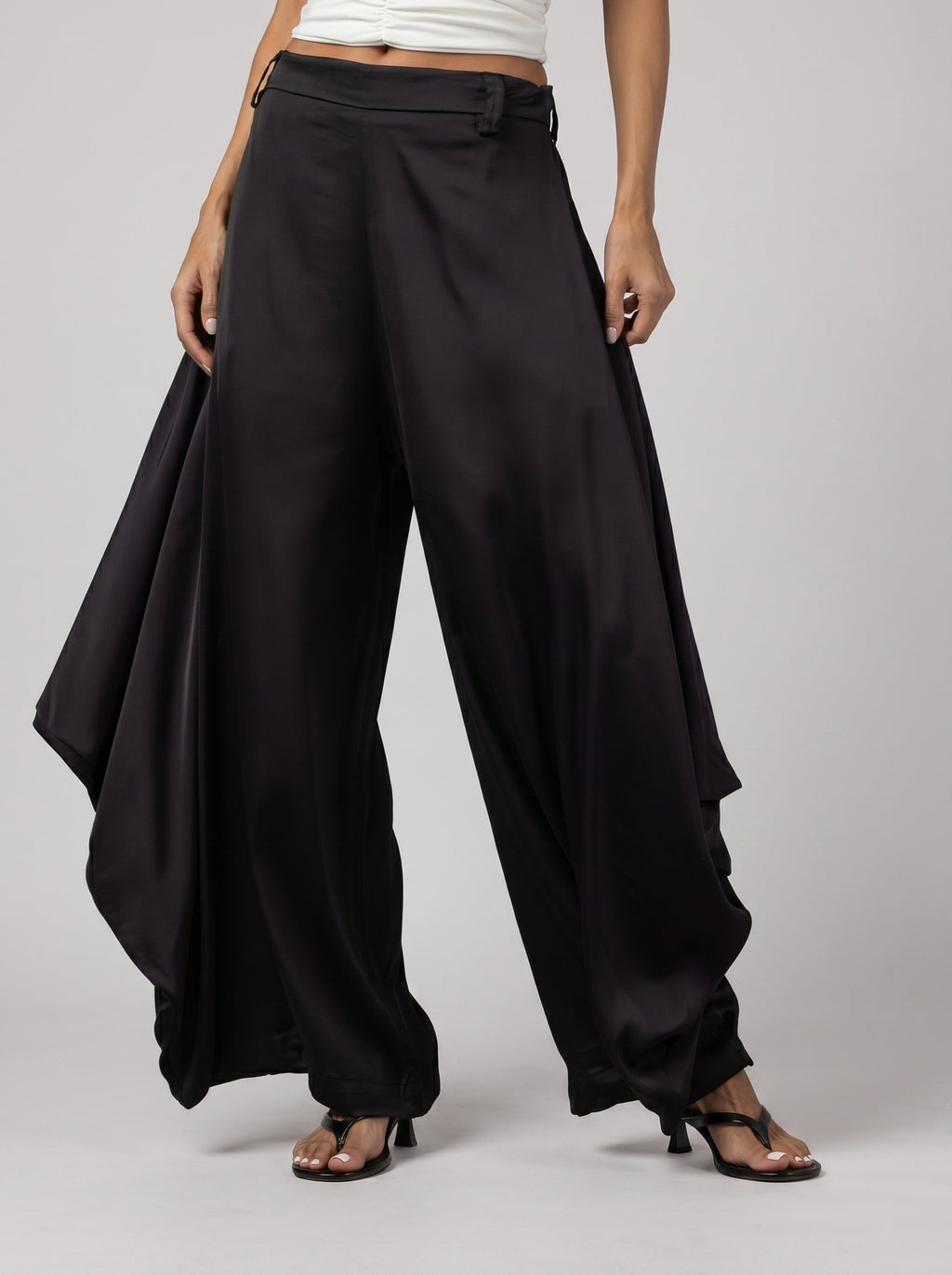 DRAPÉ Satin Pants in Black