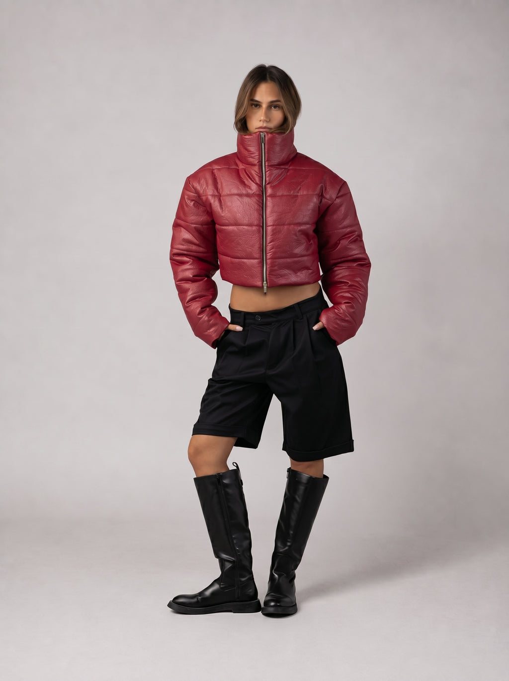 Cropped Waterproof Bomber Jacket