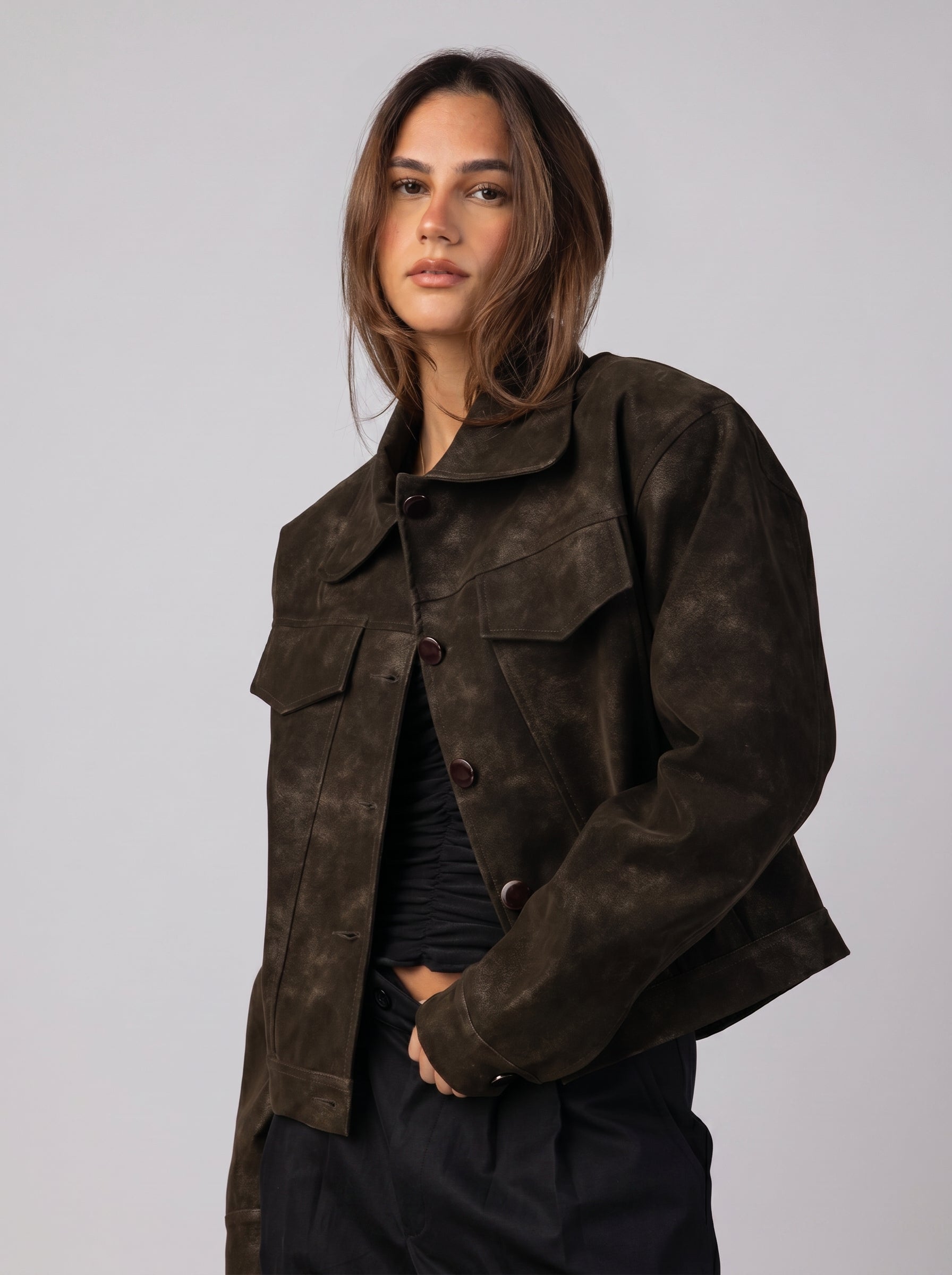 Genuine Suede jacket with front pockets