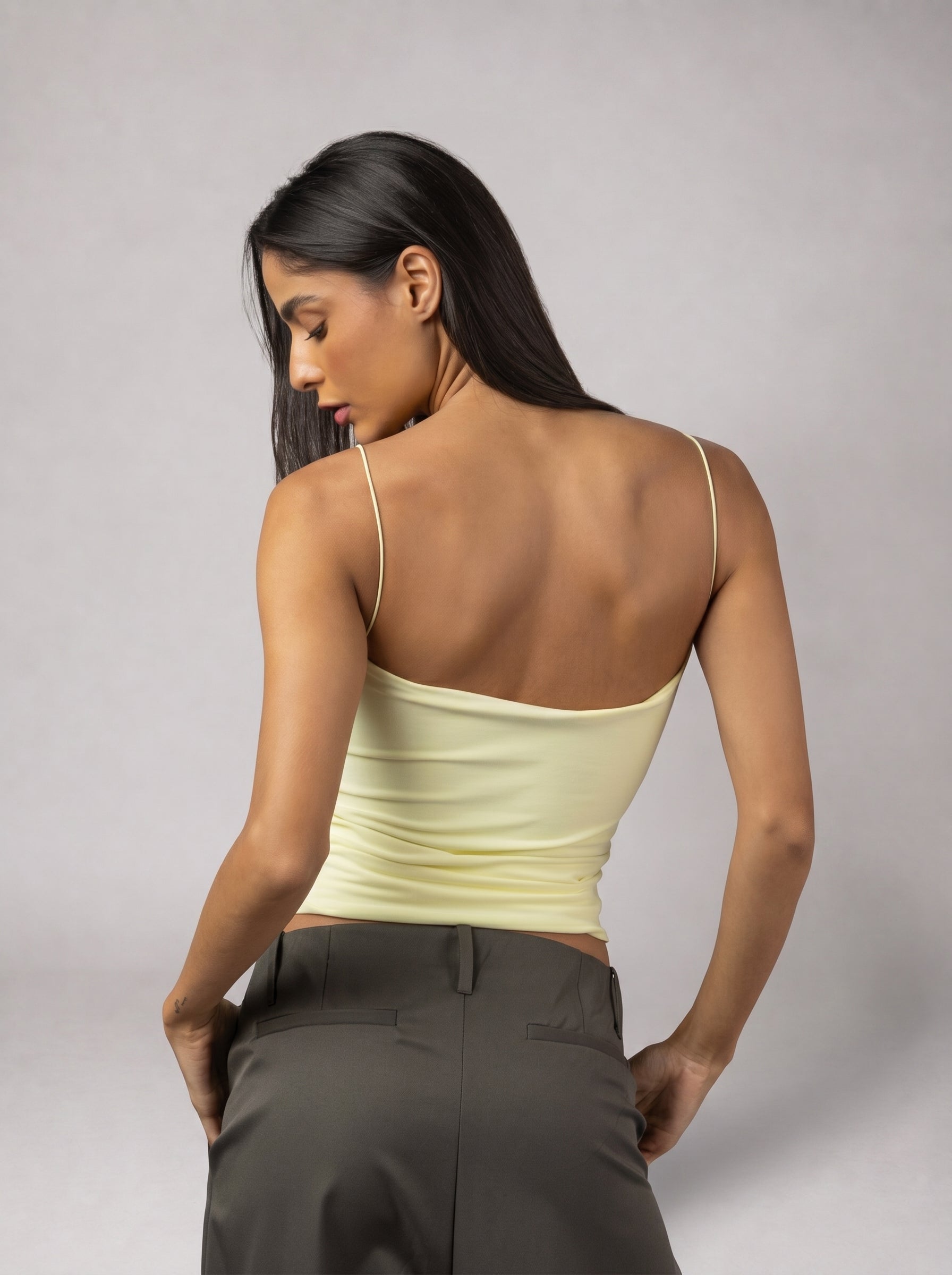 Drapé Slip Top in Butter Yellow