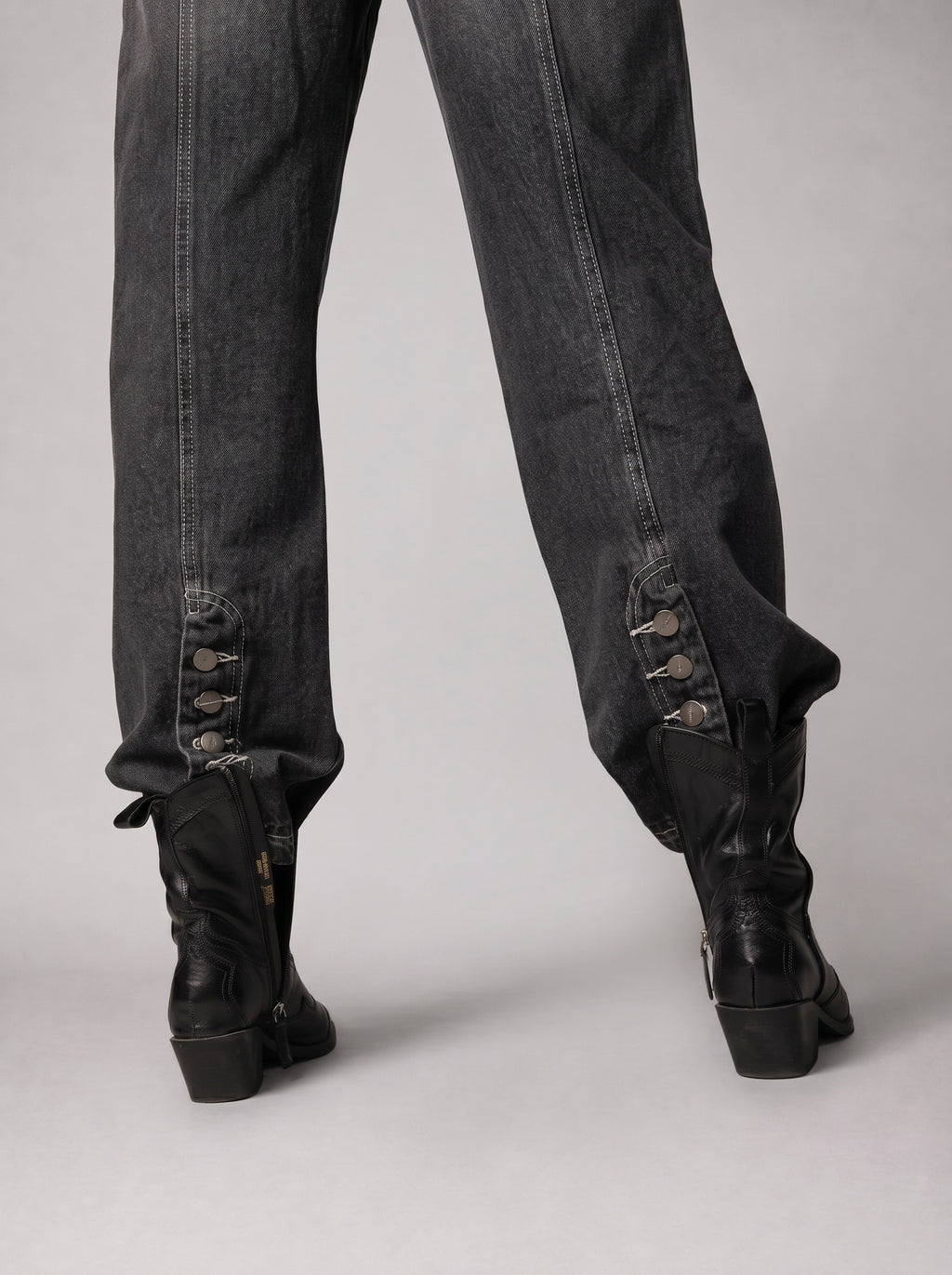 Stitched Jeans in Washed Grey