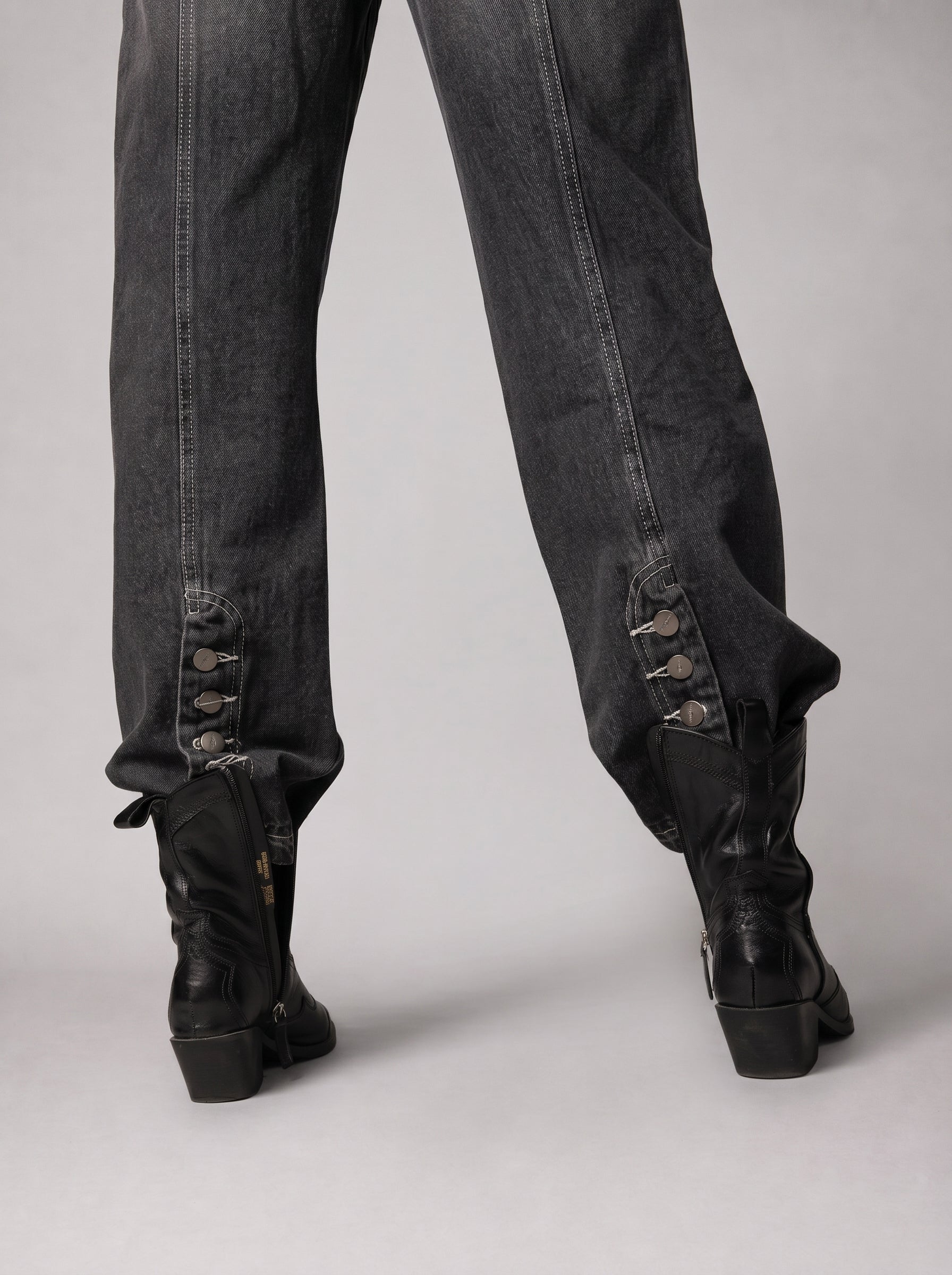 Stitched Jeans in Washed Grey