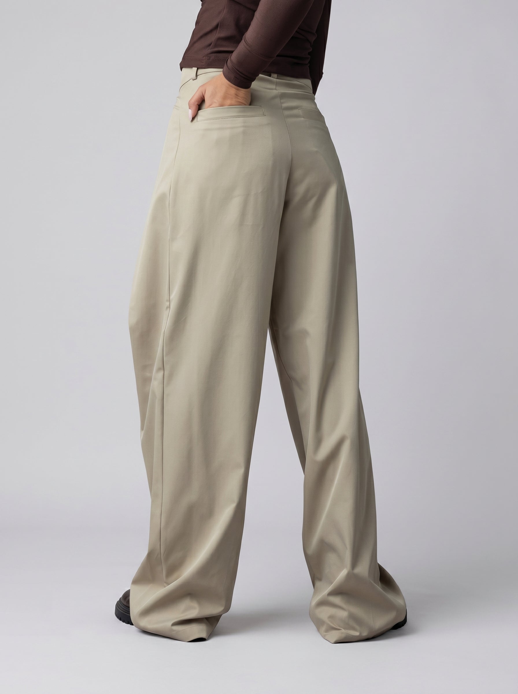 Double Pleated Trousers in Beige