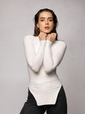 High Neck Top in White