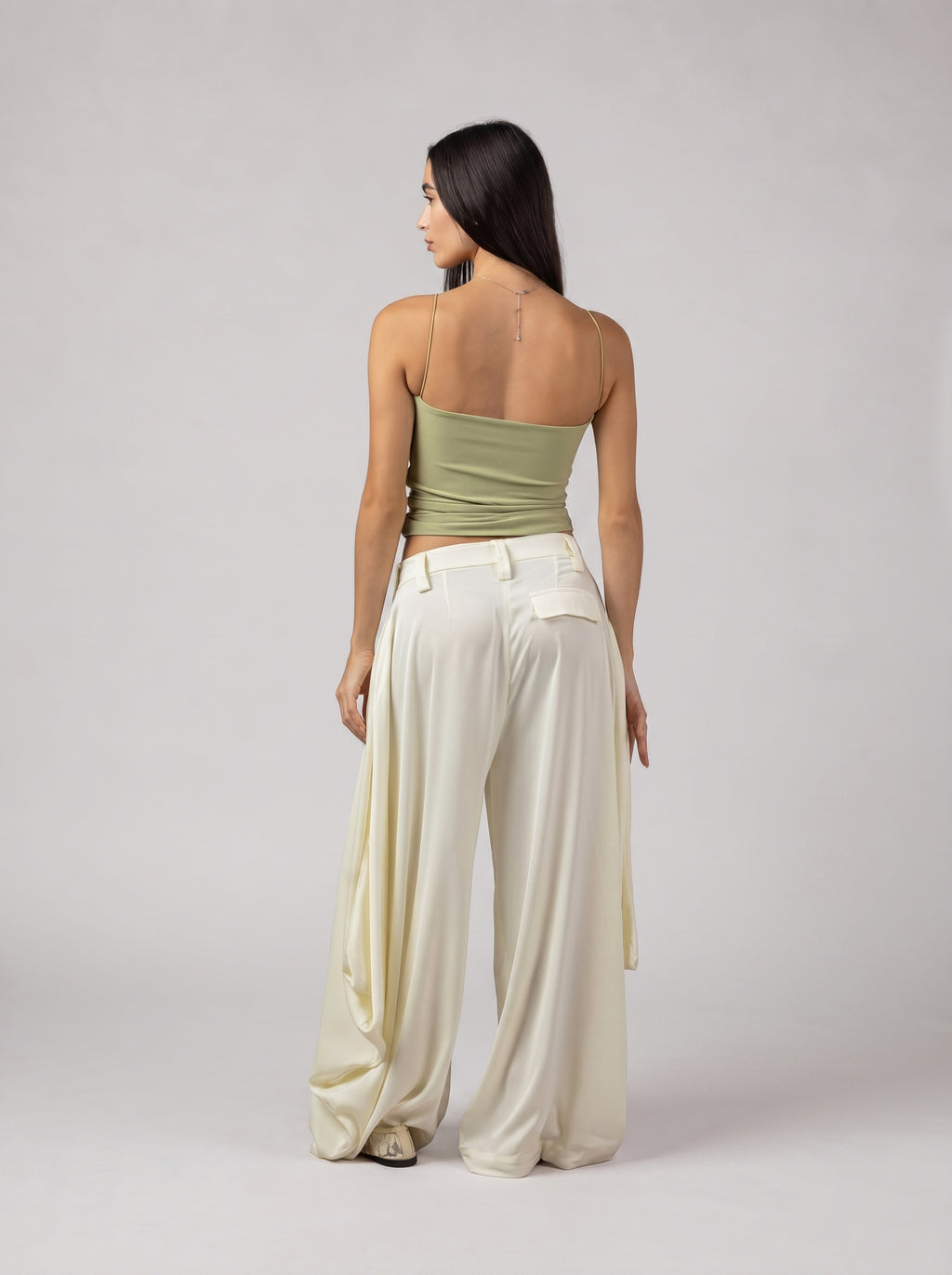 DRAPÉ Satin Pants in Cream