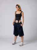 Asymmetrical hem tank top in Black