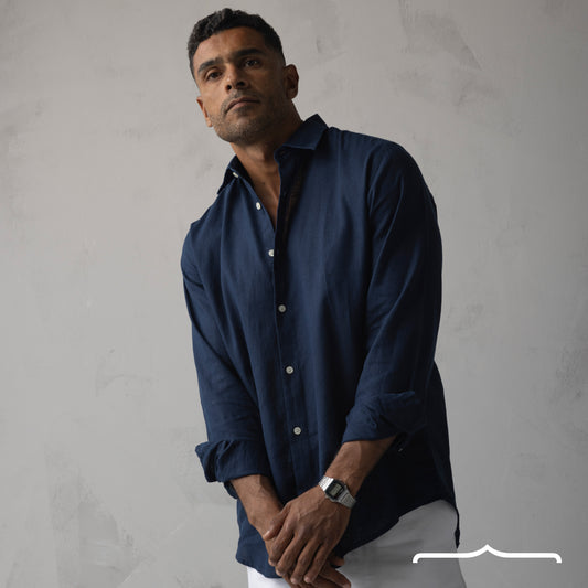 Linen Shirt in Navy blue