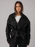 Genuine Suede Belted Jacket in Black