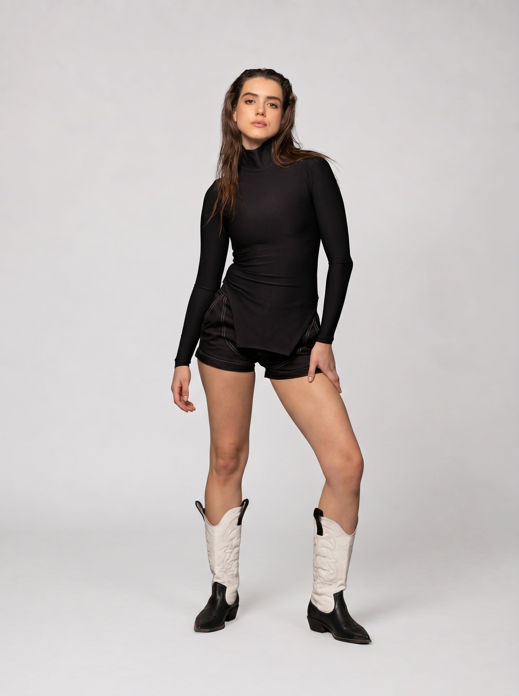 High Neck Top in Black