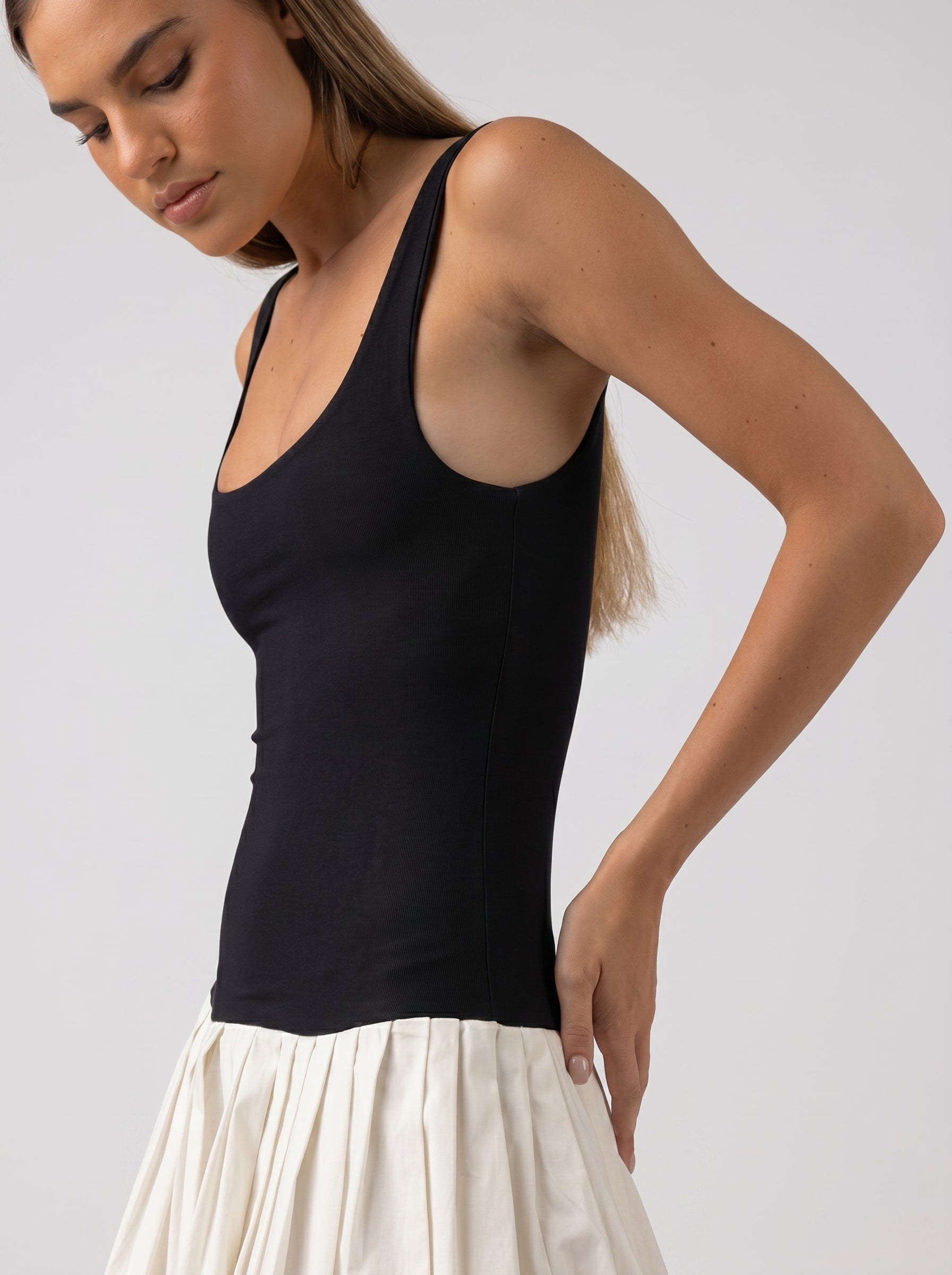 The Audrey Drop-Waist Dress in White