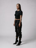 Drawstring joggers in Metallic Black