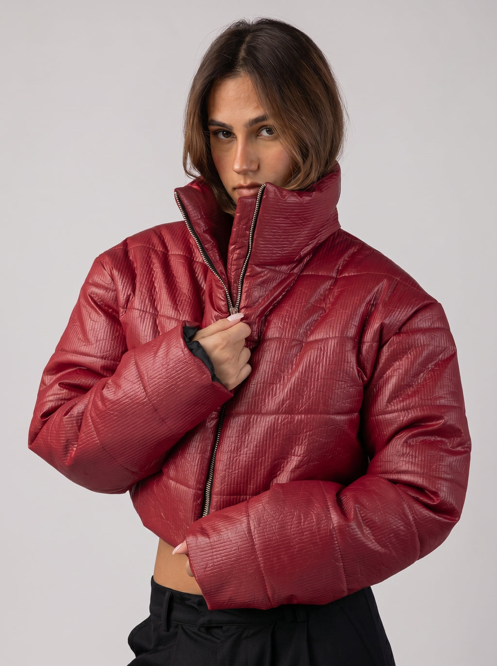 Cropped Waterproof Bomber Jacket