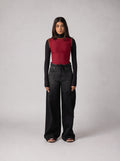 High neck Black x Burgundy Top