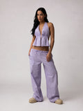 Halter top linen set in Lilac