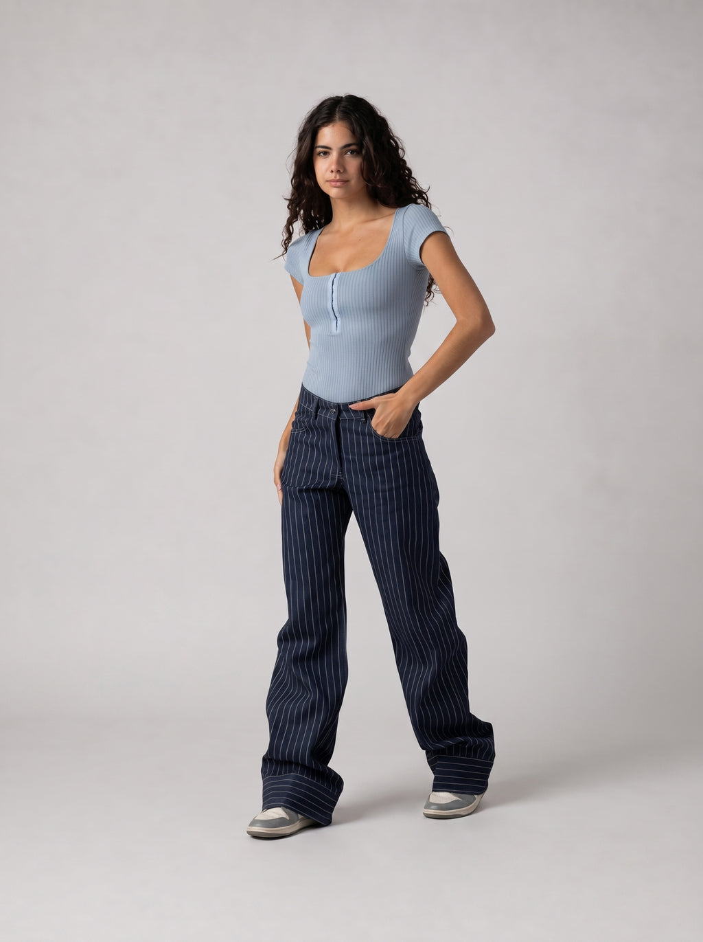 Ribbed Bodysuit in Baby Blue