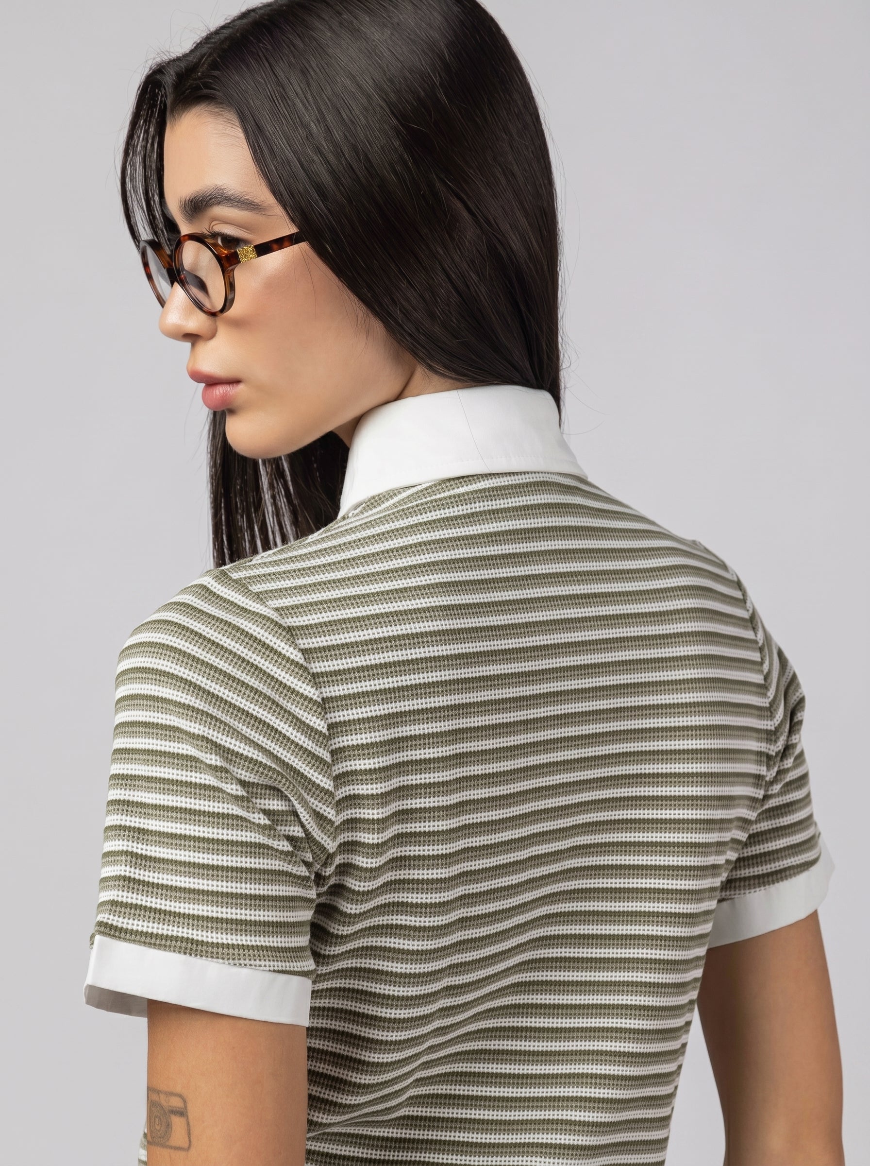 City Stripe Polo in Light Olive