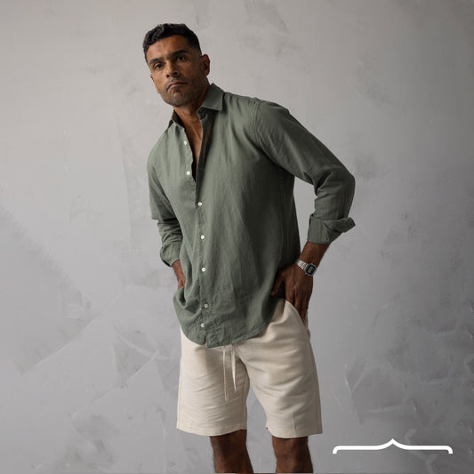 Linen Shirt in Light Olive