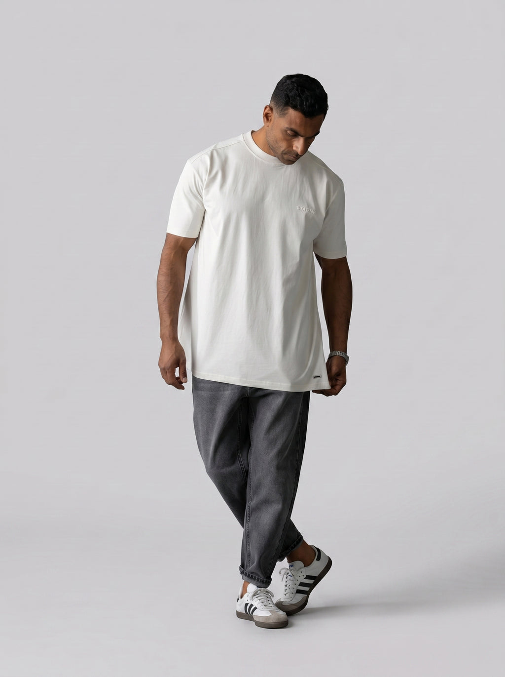 5TAC113 Rubber Detailed T-shirt in Cream