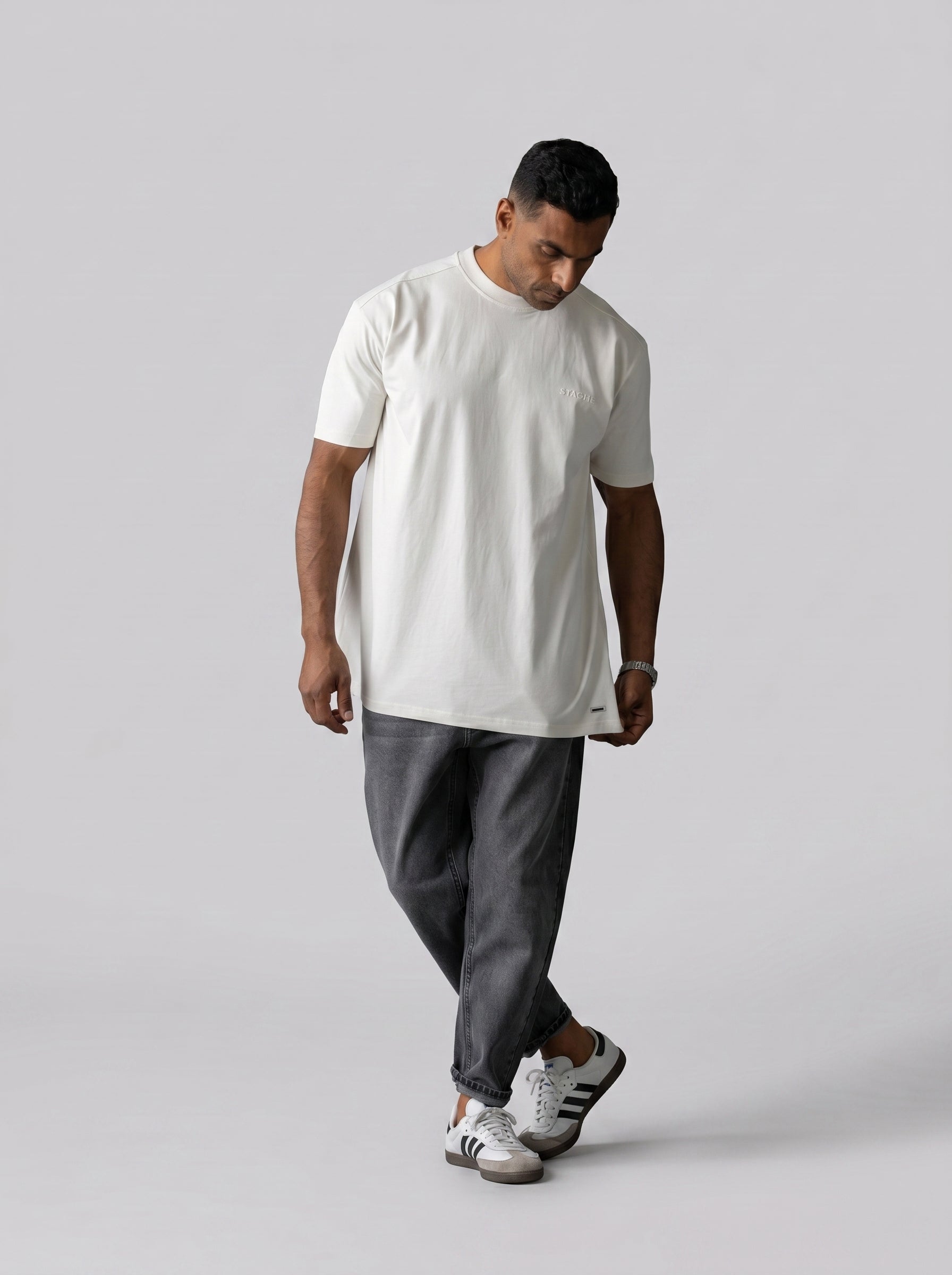 5TAC113 Rubber Detailed T-shirt in Cream