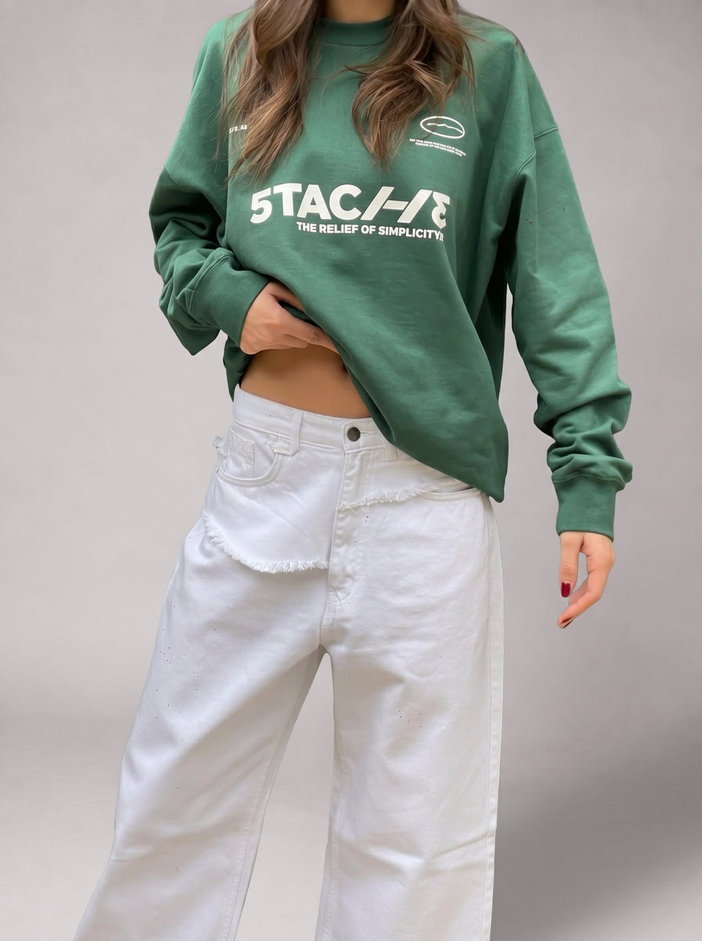 Layered denim in White