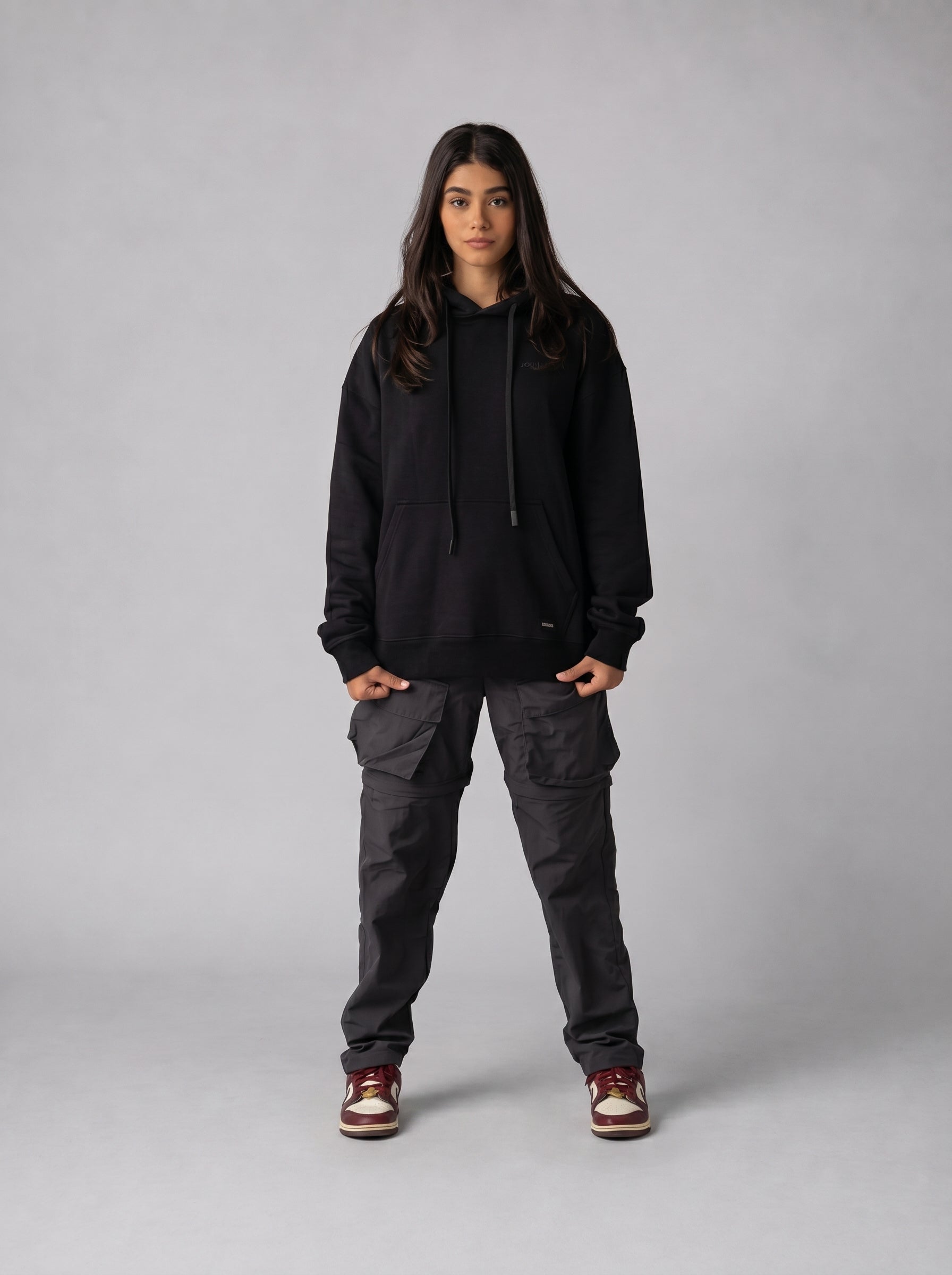 Rubber Logo Basic Hoodie in Black