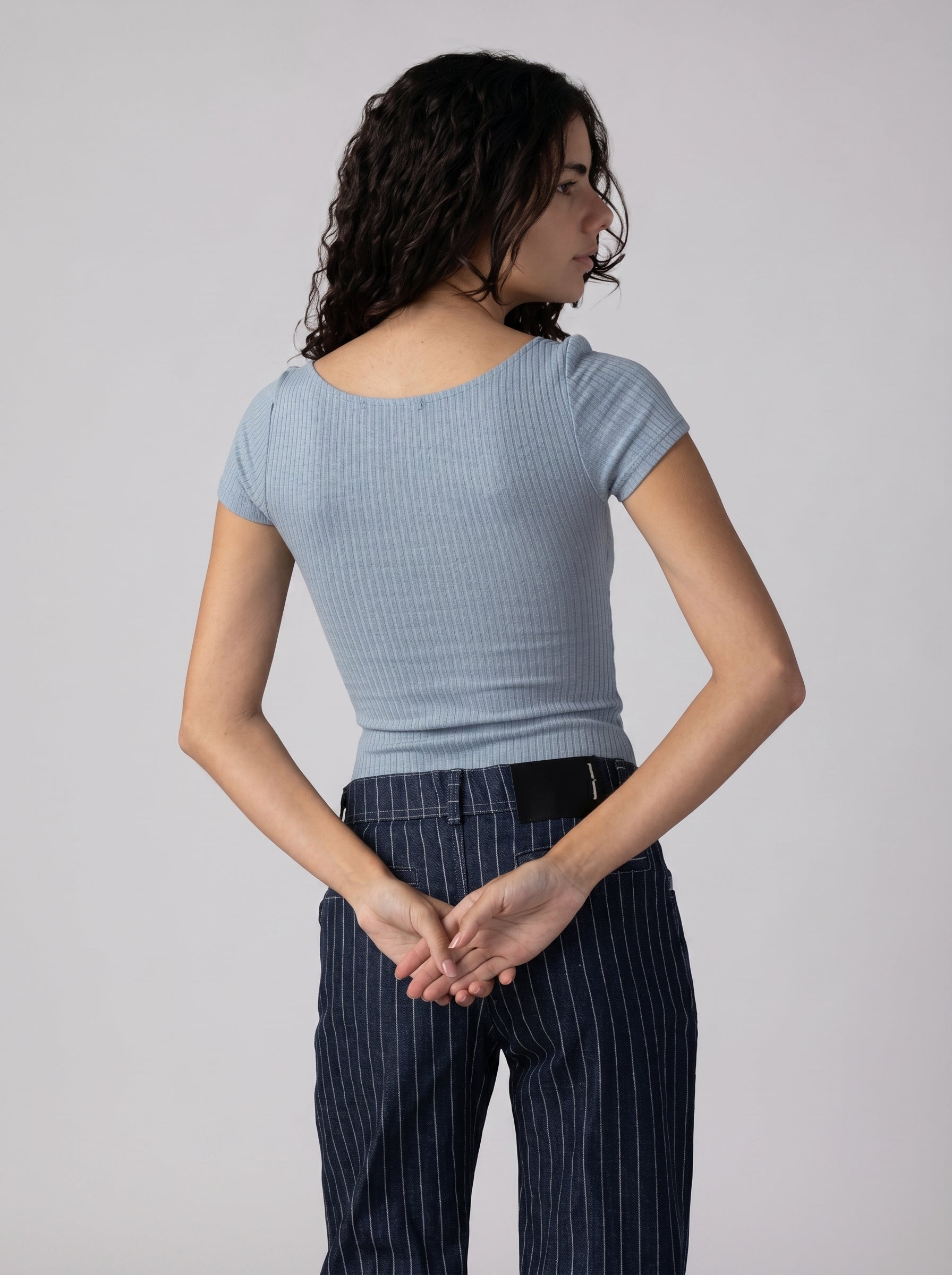 Ribbed Bodysuit in Baby Blue