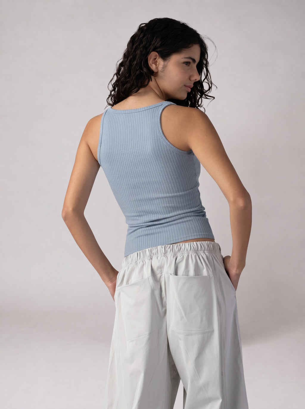 Ribbed Basic Top in Baby Blue