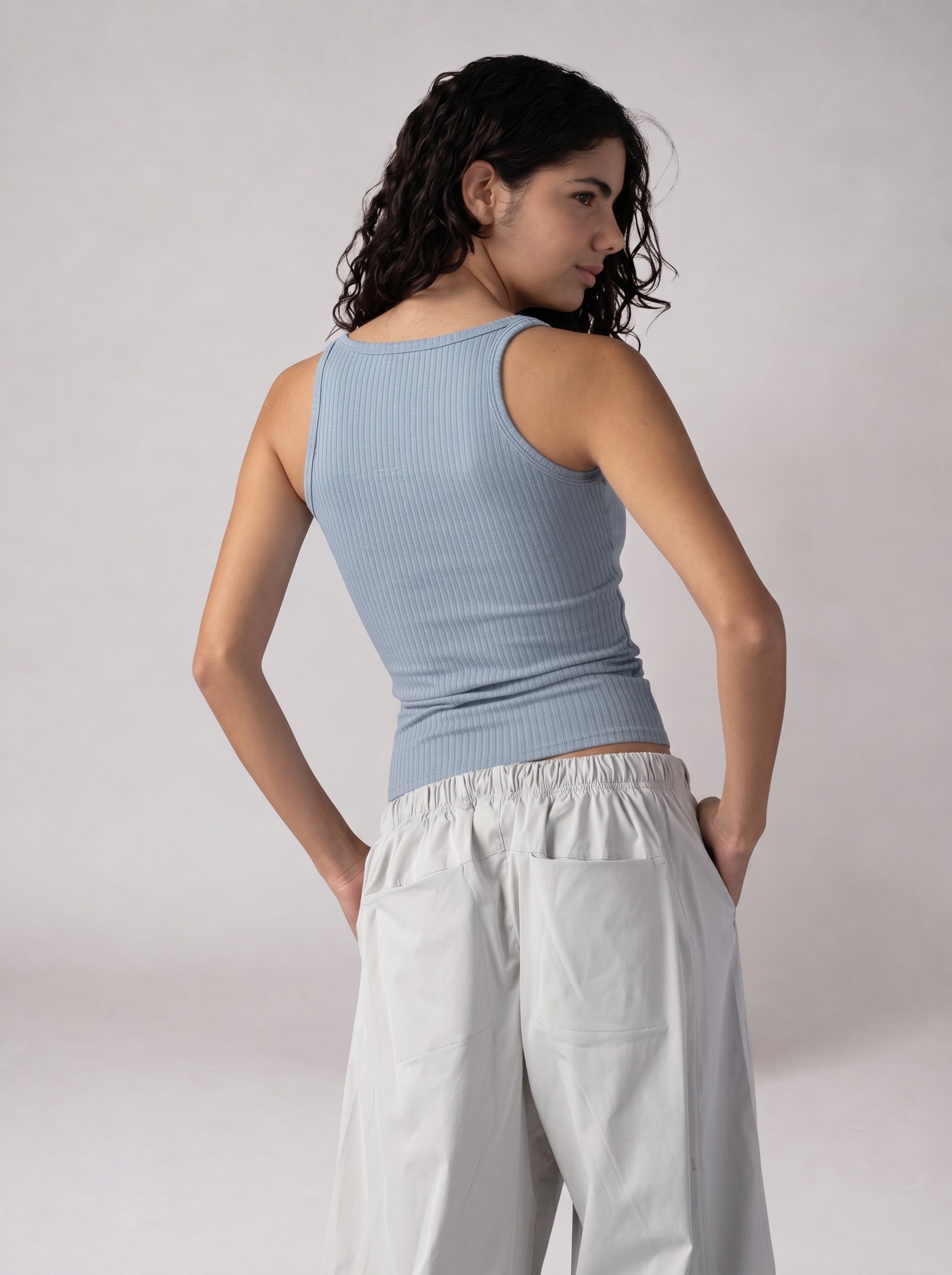 Ribbed Basic Top in Baby Blue