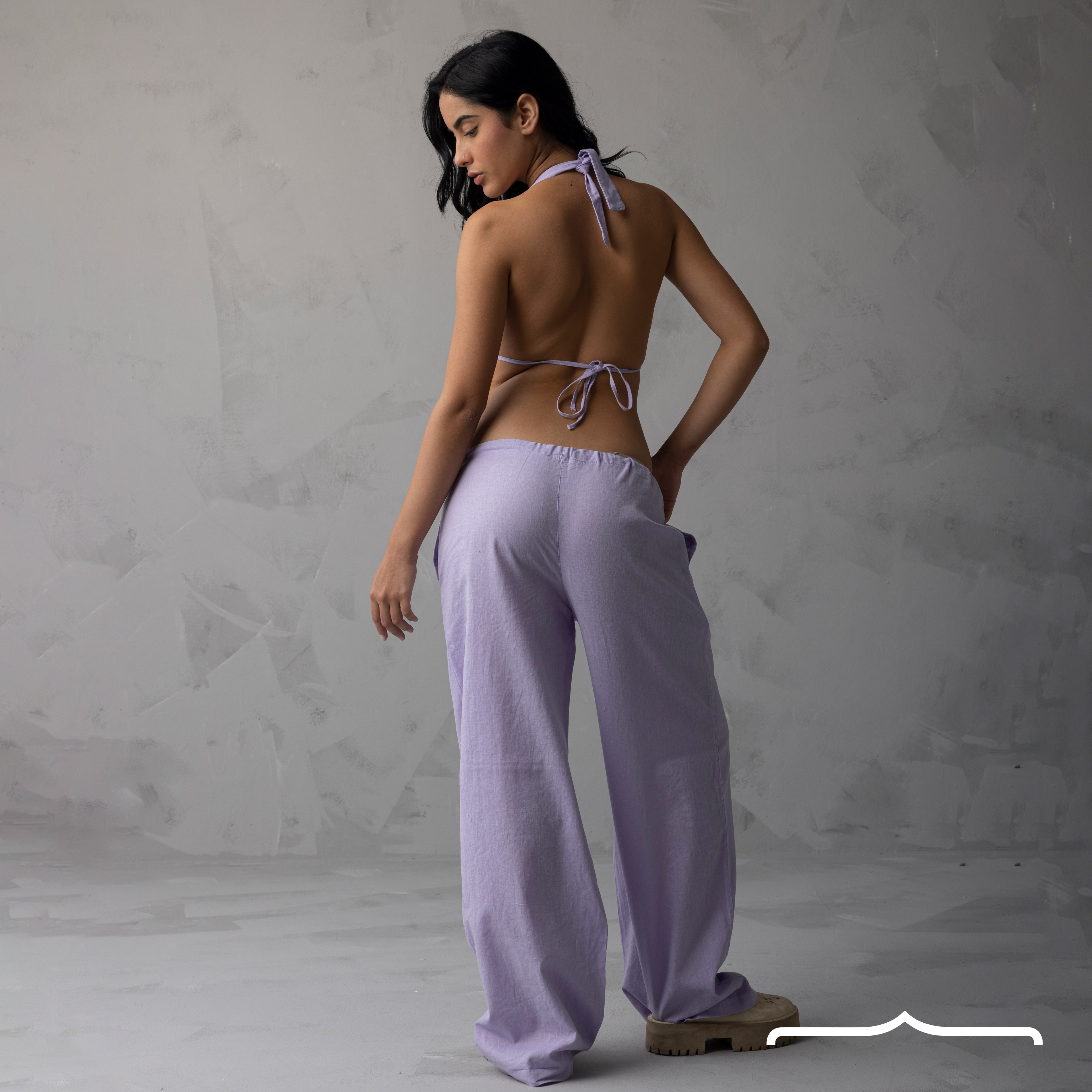 Halter top linen set in Lilac