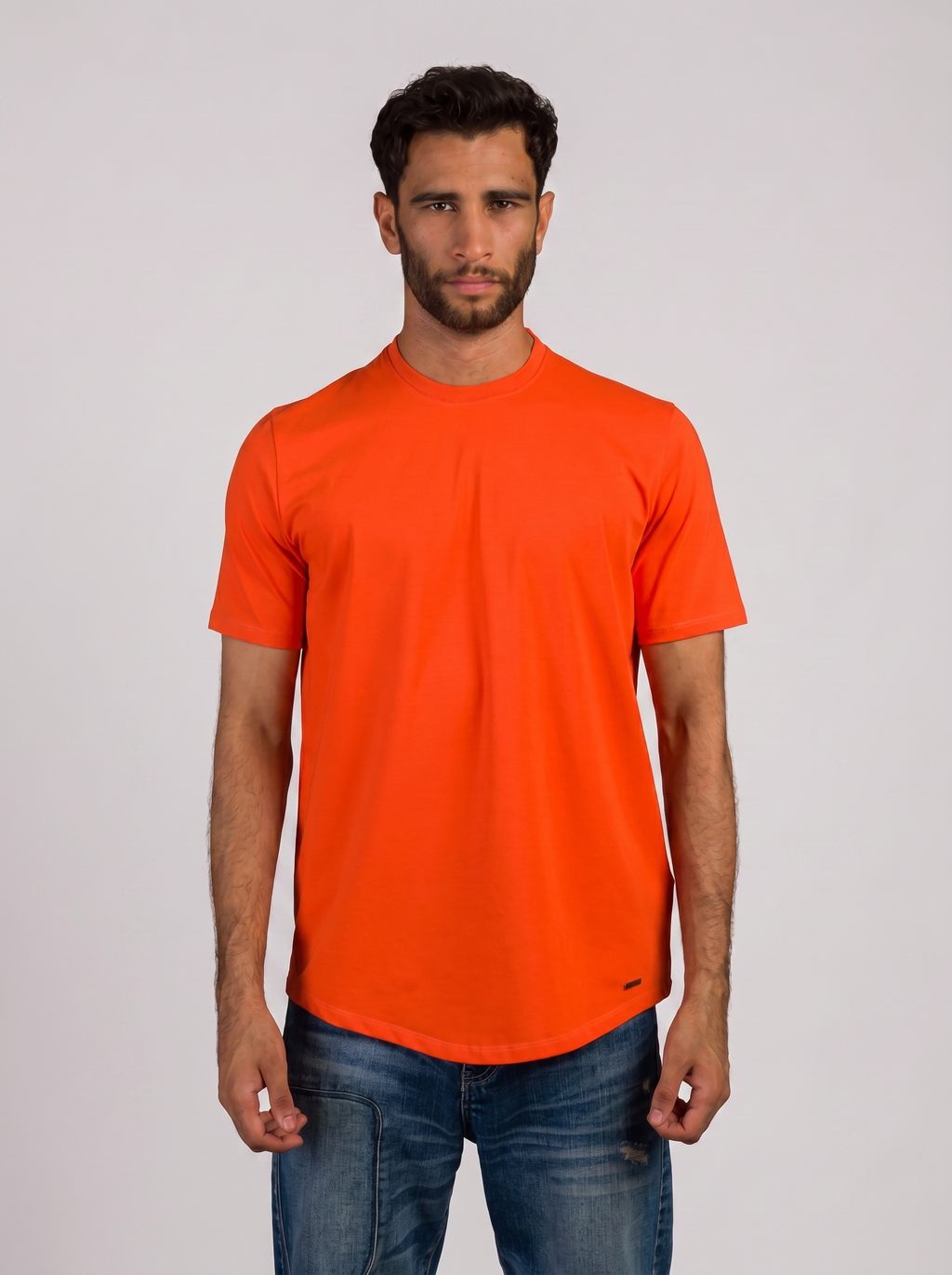 Curved Hem Volume 2 T-Shirt  in Orange