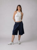 Ripped halter neck in White