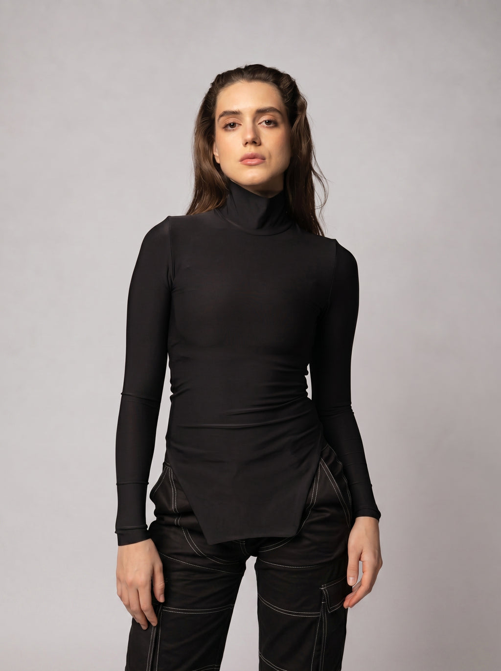 High Neck Top in Black