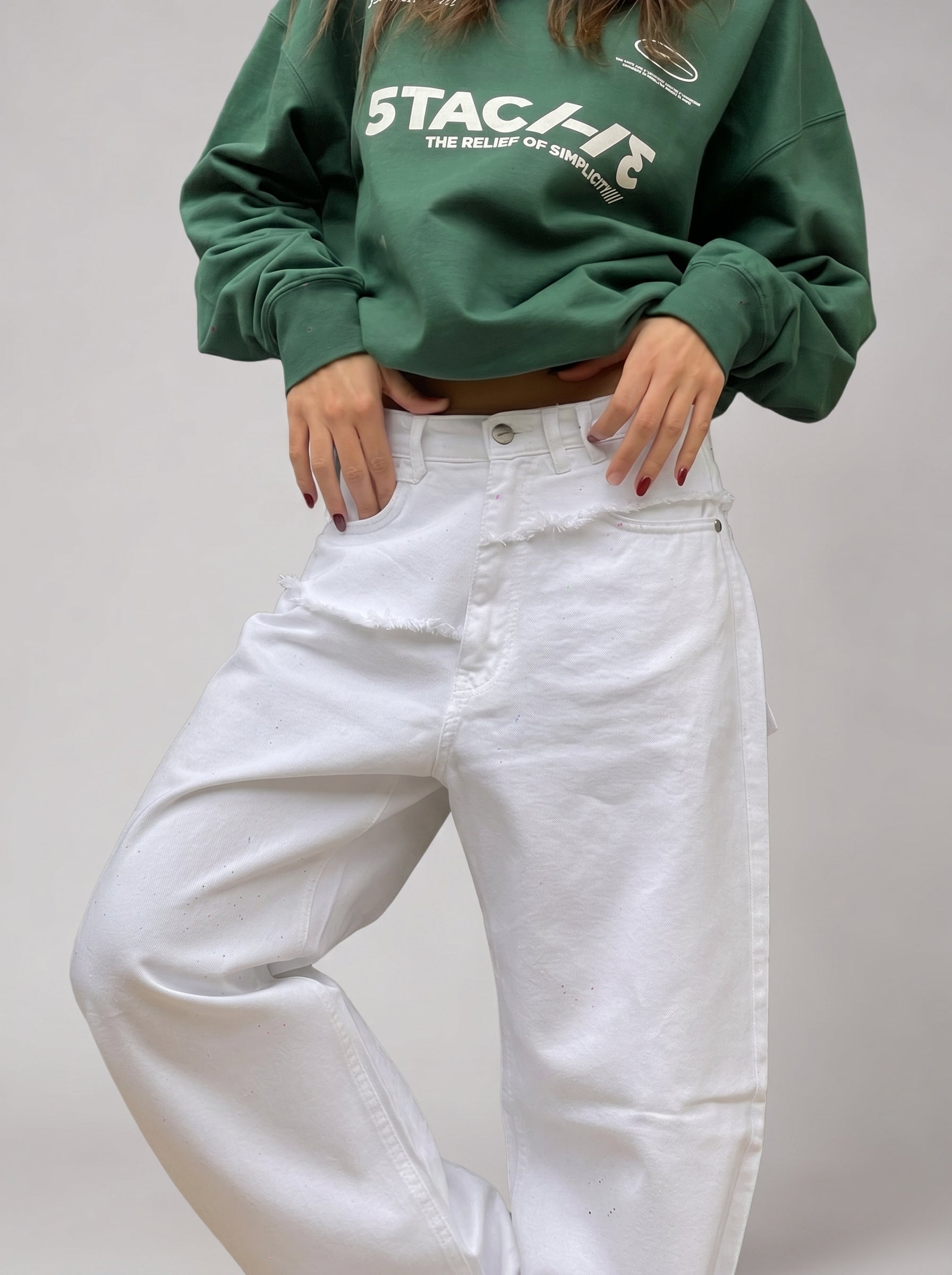 Layered denim in White