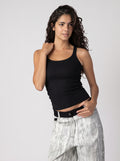 Ribbed Basic Top in Black
