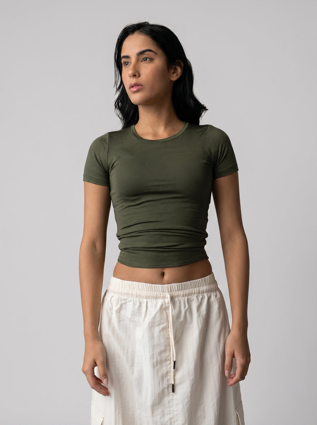 Solid color basic Top in Olive