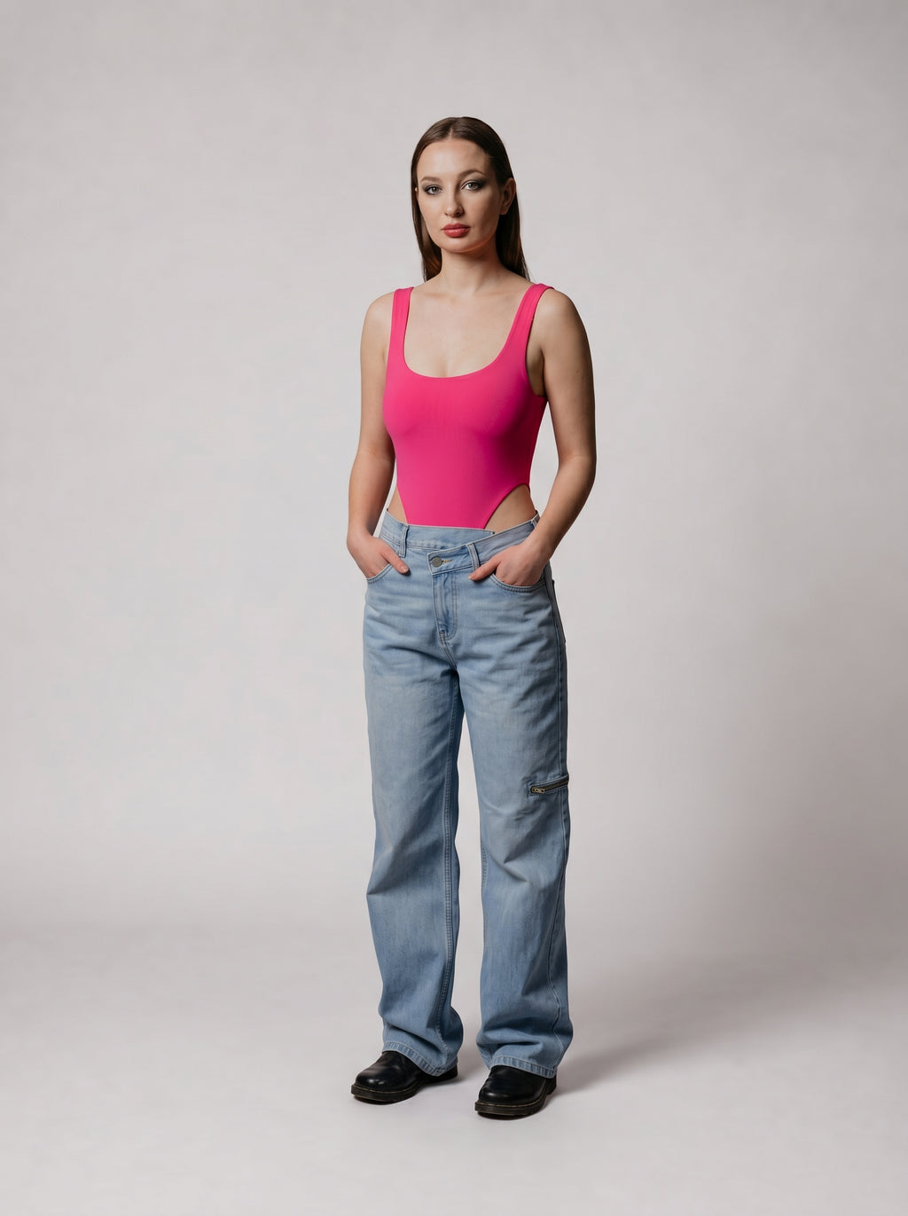 High leg bodysuit in Pink