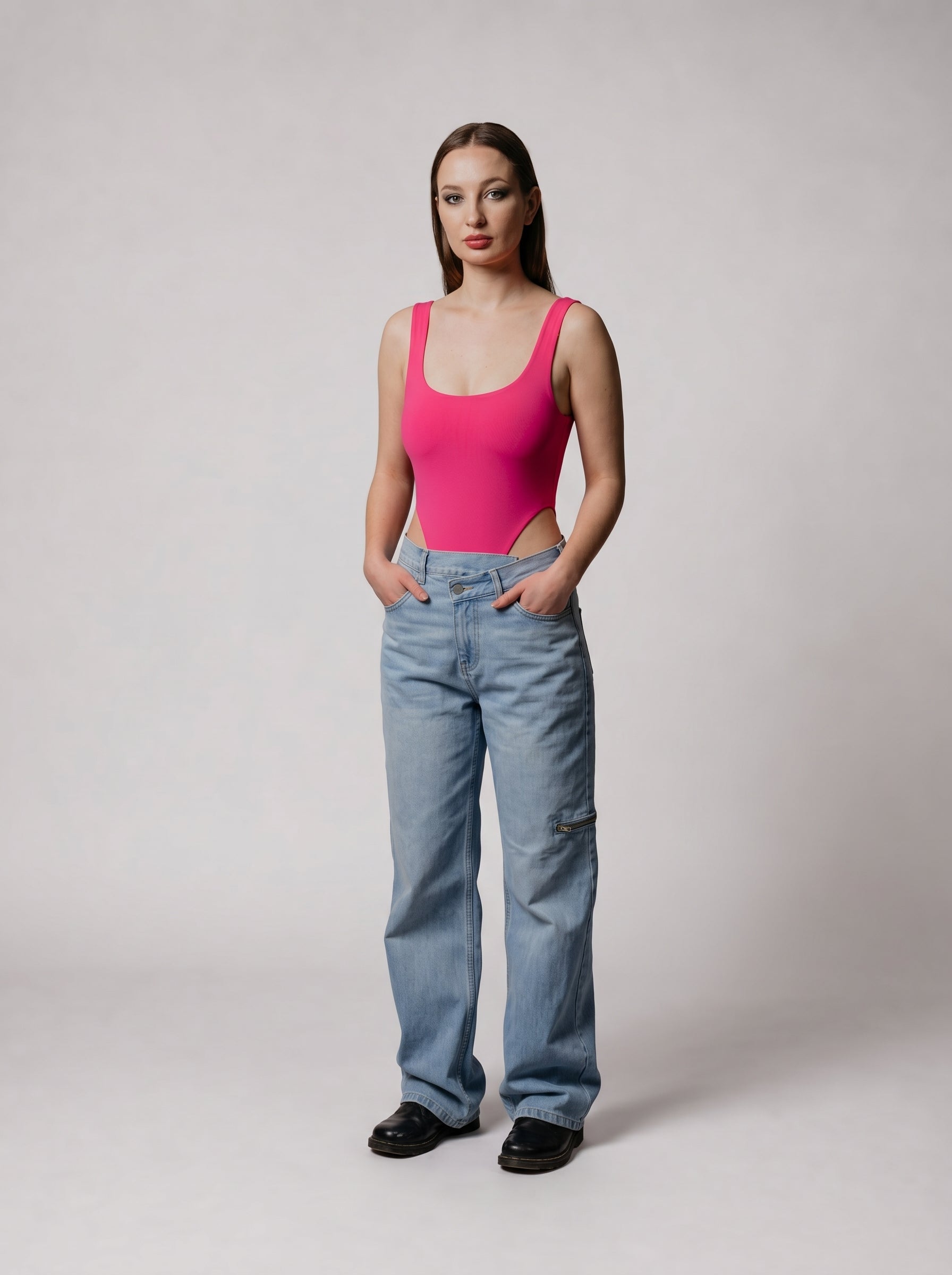 High leg bodysuit in Pink