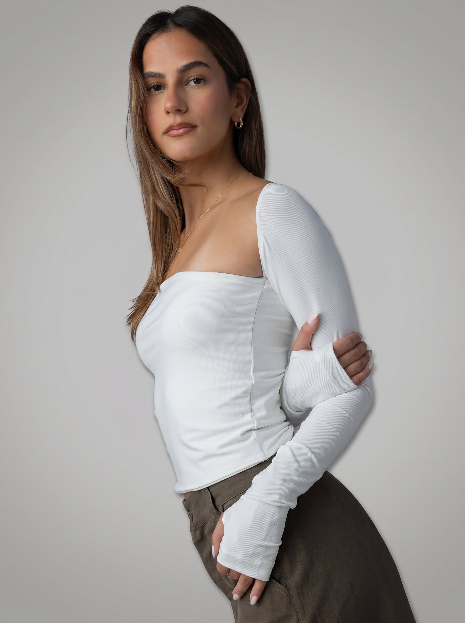 Off shoulder top in White