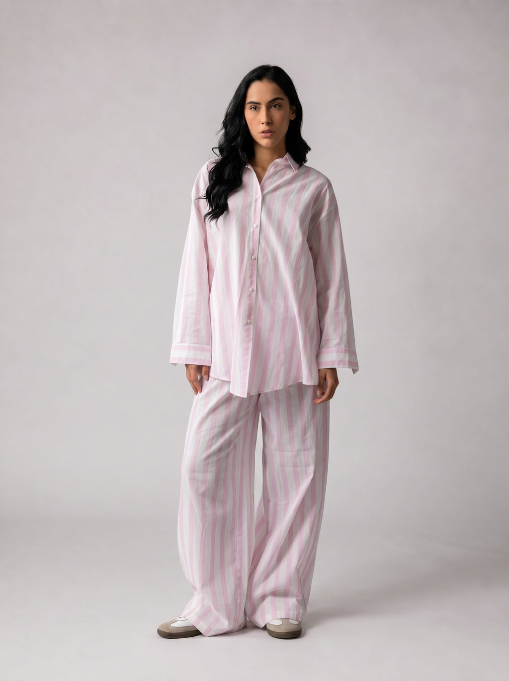 Striped Linen set in Pink