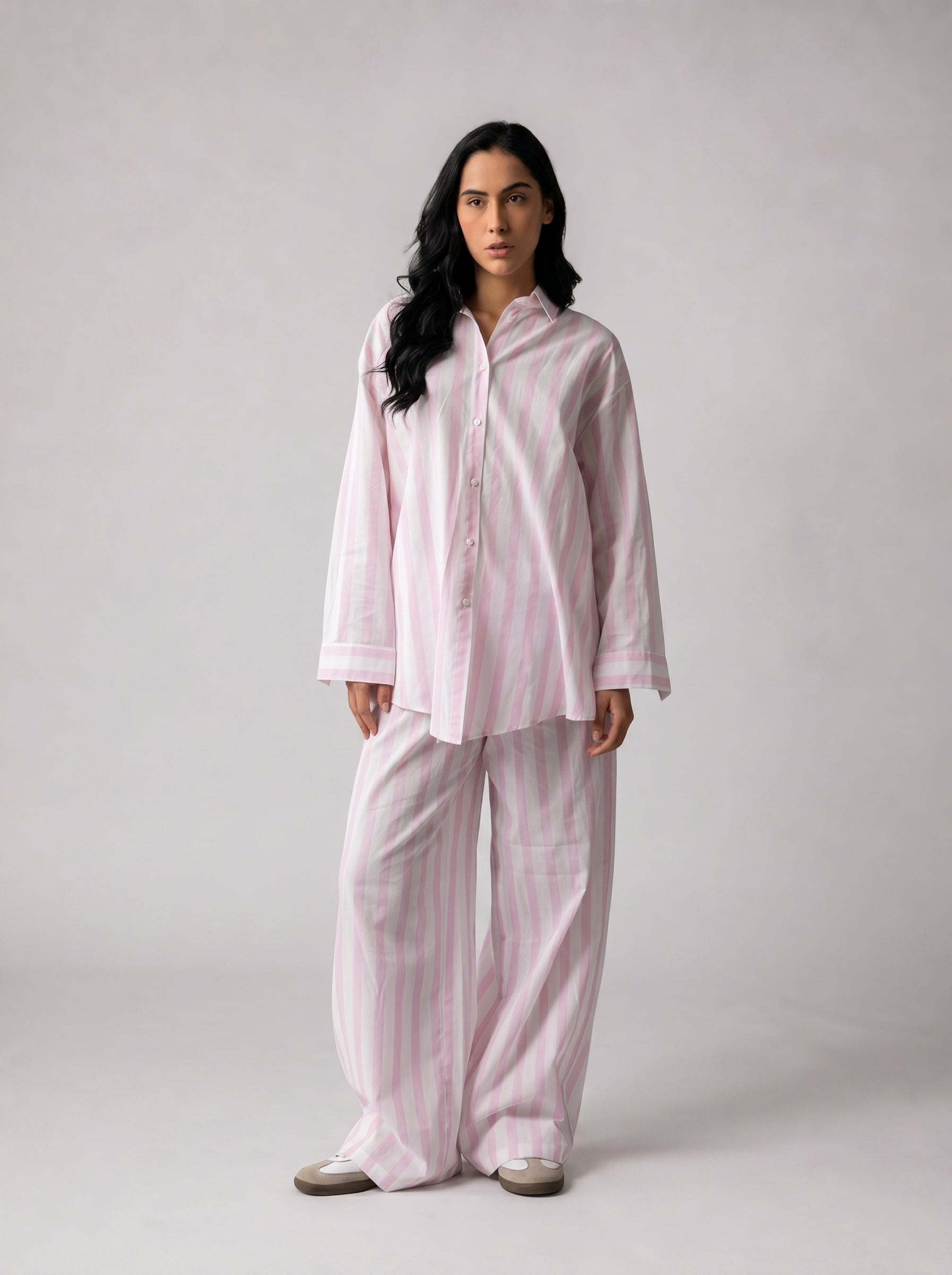 Striped Linen set in Pink