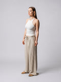 Wide leg linen pants in Beige