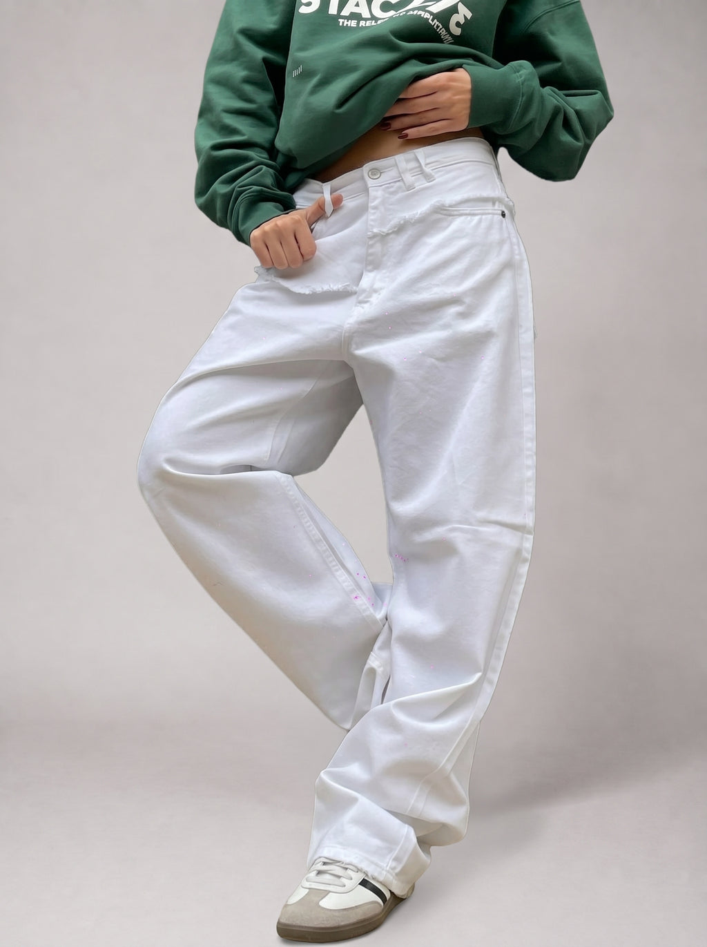 Layered denim in White