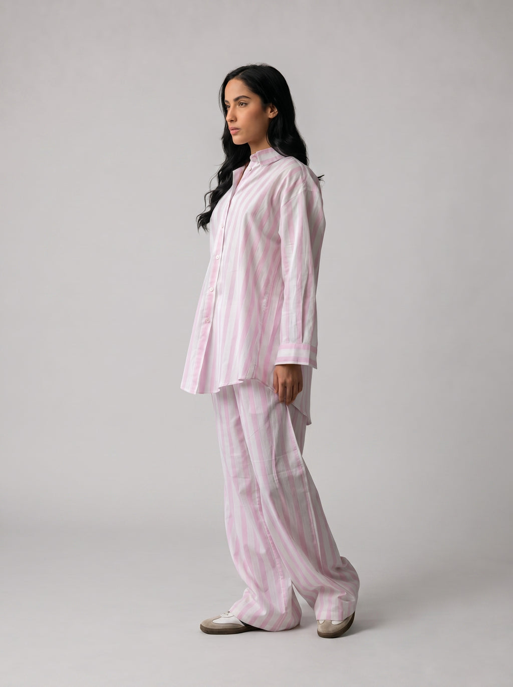 Striped Linen set in Pink