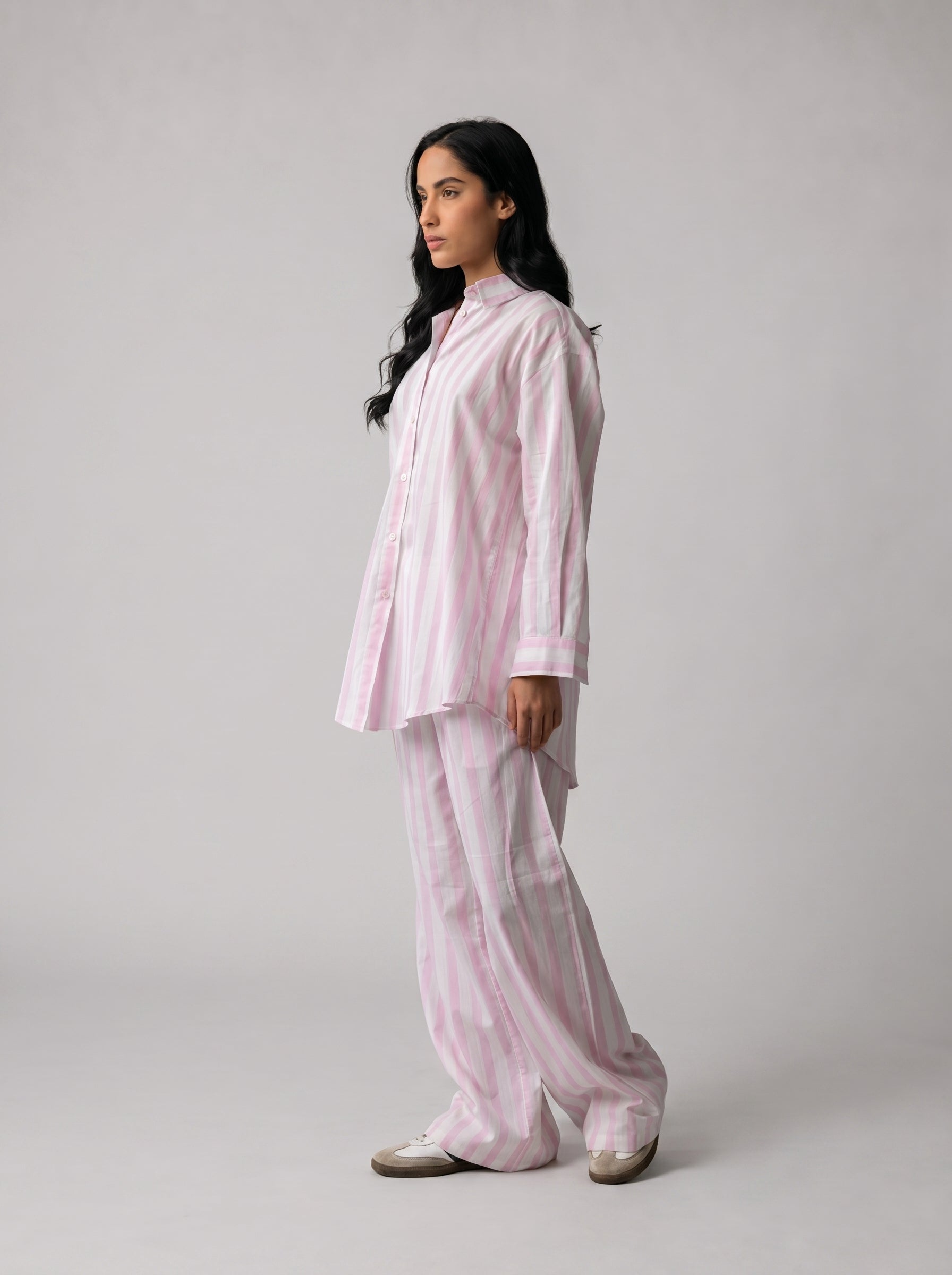 Striped Linen set in Pink