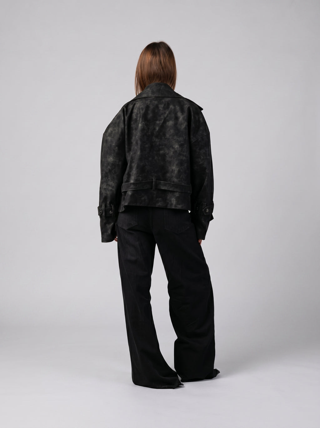Genuine Suede Belted Jacket in Black