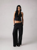 Halter top linen set in Black
