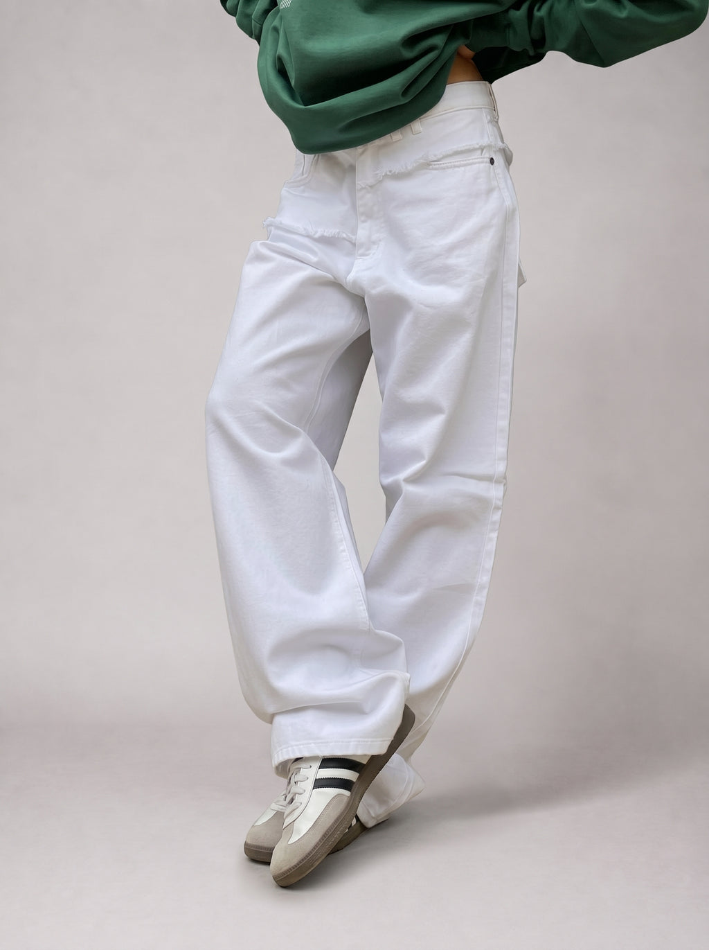 Layered denim in White