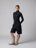 Draped High Neck Top in Black