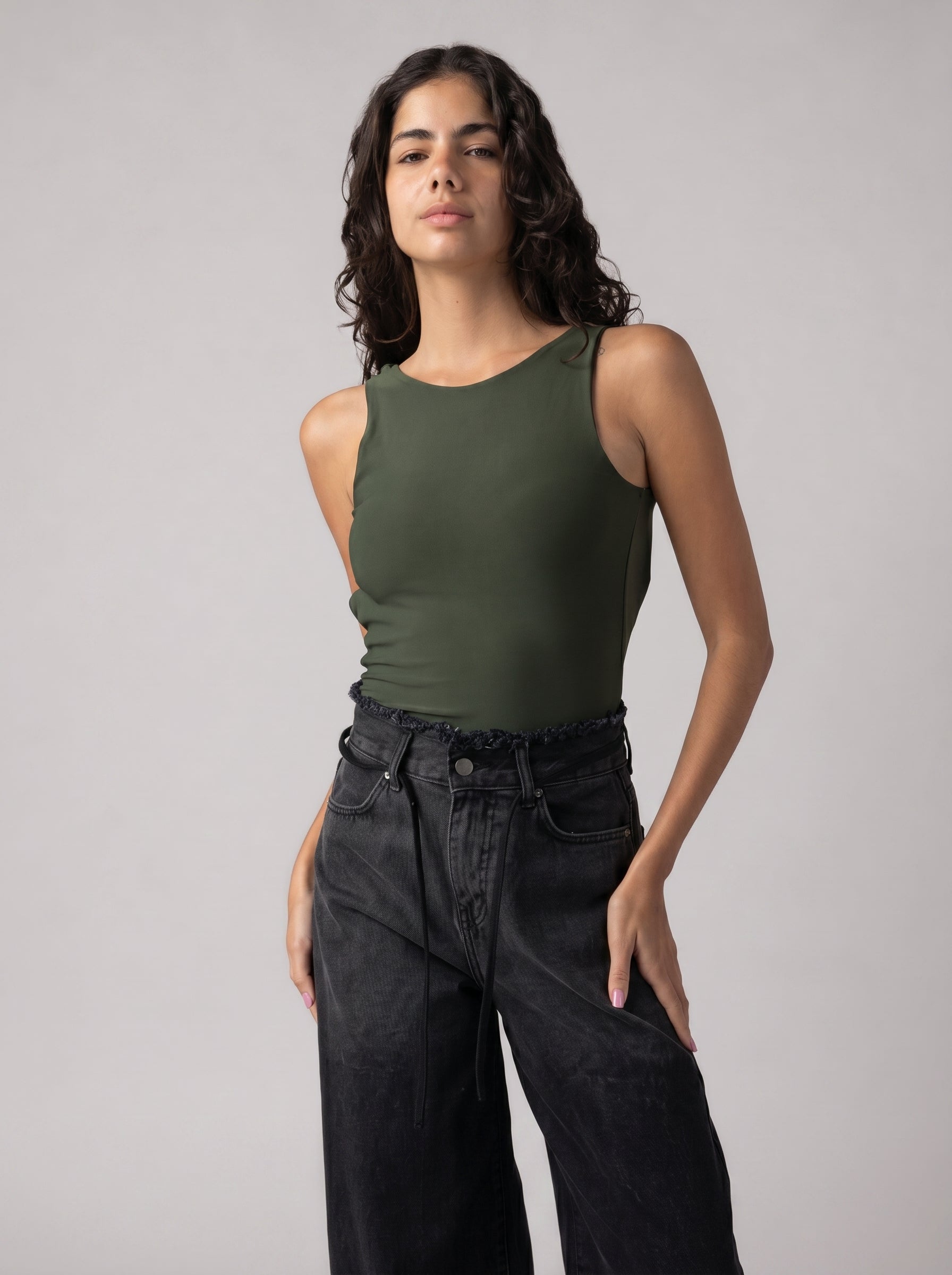 Backless Bodysuit in Olive