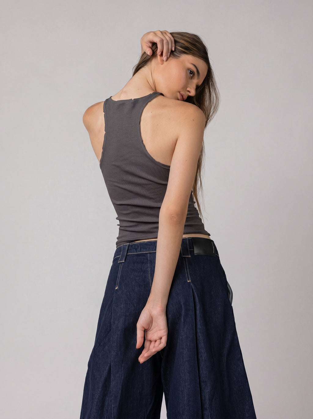 Ripped halter neck in Washed Grey